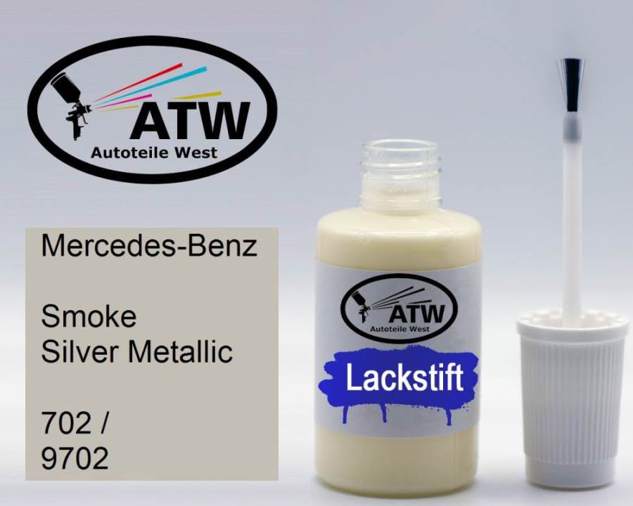 Mercedes-Benz, Smoke Silver Metallic, 702 / 9702: 20ml Lackstift, von ATW Autoteile West.